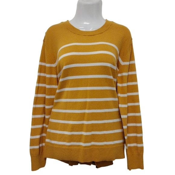 Gap - Striped Mustard Yellow Crewneck Sweater - Picture 2 of 16